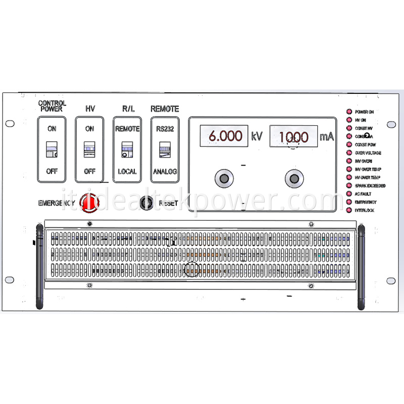 6U Rack Mount High Voltage Charging Power Supply Front Panel